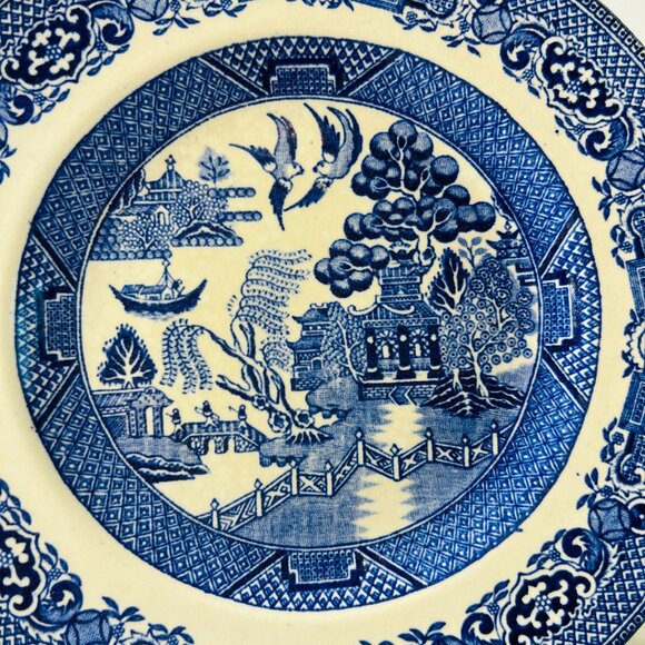 Set Of 2 V.R. Midwinter Willow Pattern Plates Made In England Blue & White China - Picture 3 of 7